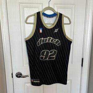 Dutch Bros Mens Black and Tan Basketball Jersey Size M